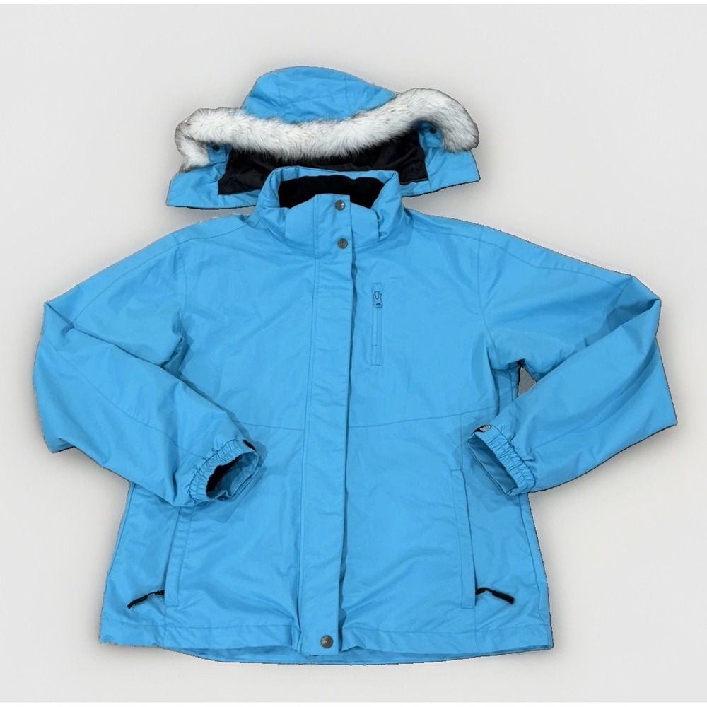Guide Gear Jacket Womens XL Blue Hooded Faux Fur Fleece Lined Zip Winter Coat